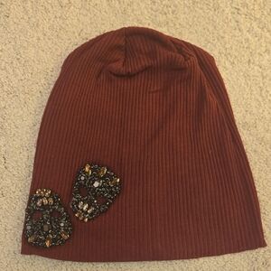Elegant Embellished Burgundy Beanie